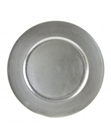 Lacquer Round Silver Charger 13" 