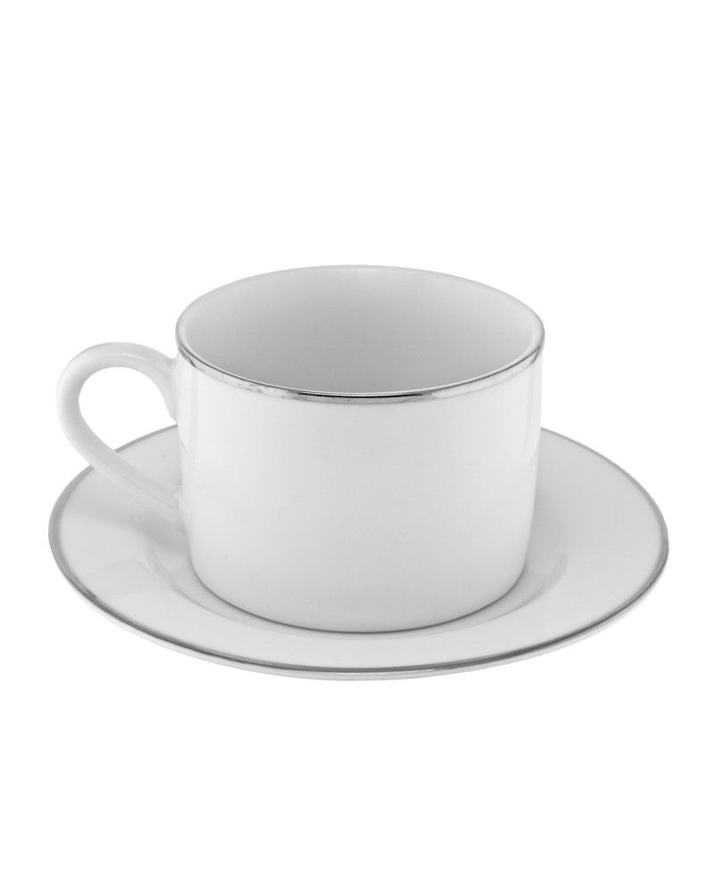 Silver Band  Can Cup Saucer (6 oz.)