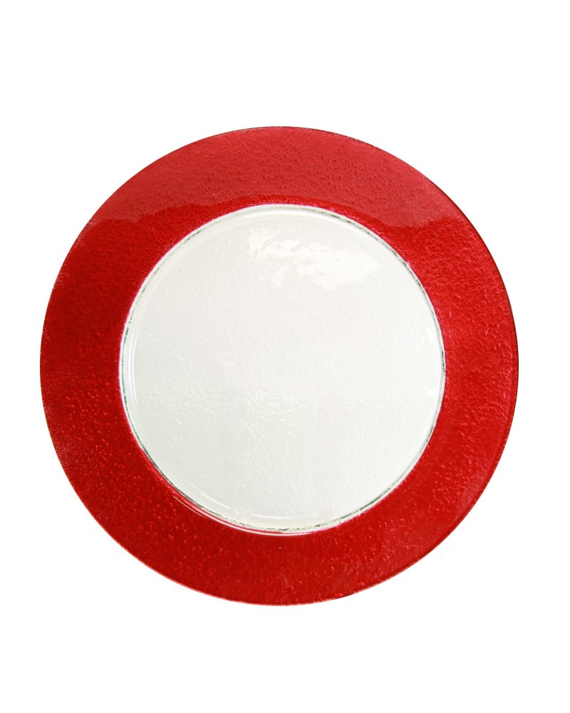 Colored Rim Red Rim Glass Charger Plate