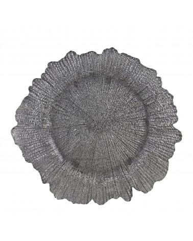 Sponge Silver Glass Charger Plate