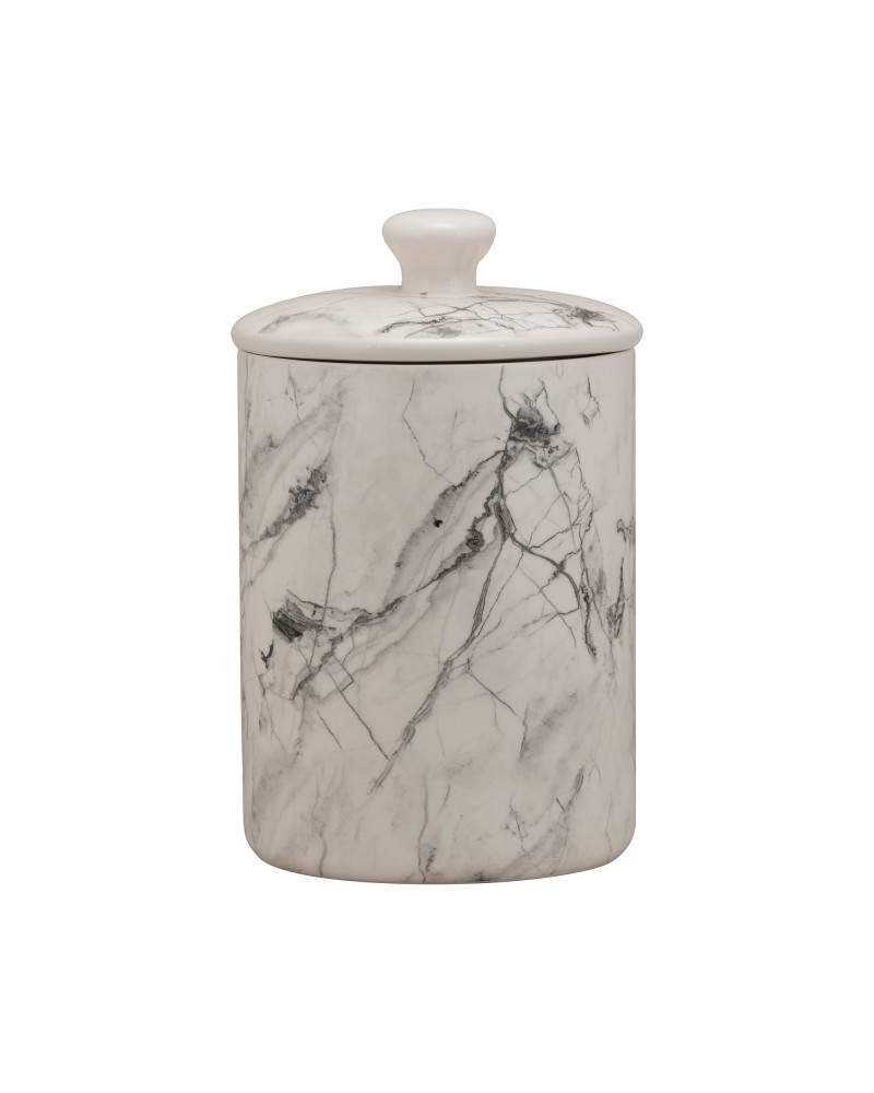 Marble 3 Piece Canister Set, White/Black